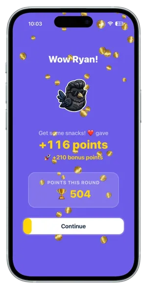 Instant coin rewards for completing tasks