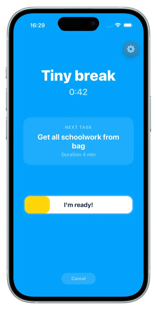 Smart mini-break between routine tasks